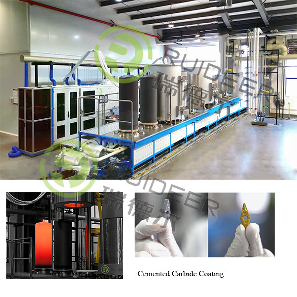 Horno de recubrimiento por deposición de vapor químico con precursores de TiCL4, AICL3 y gases de proceso